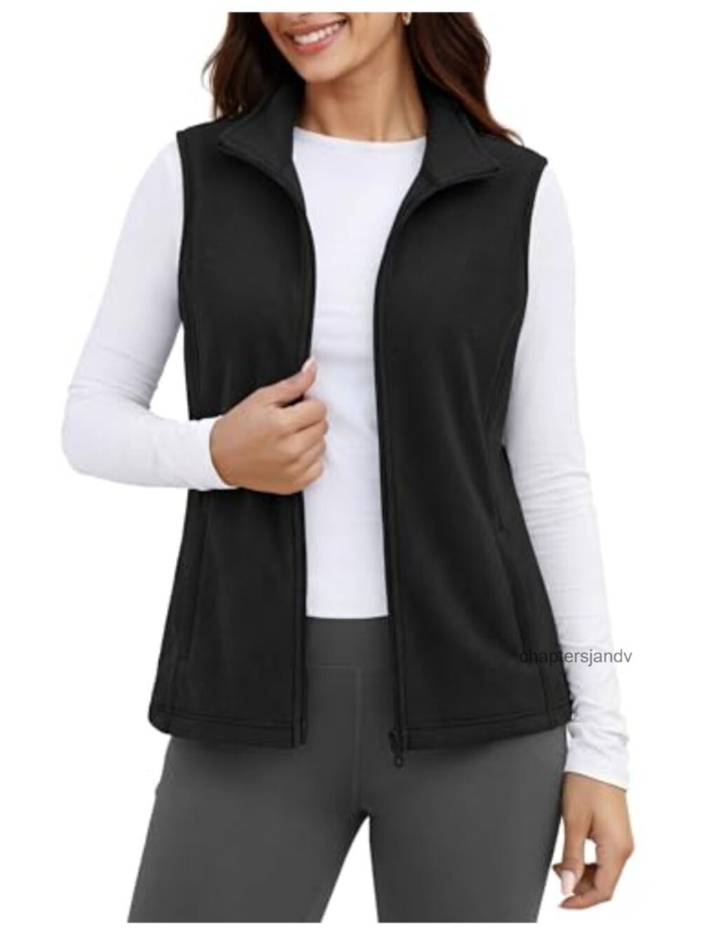 Women's Fleece Vest Lightweight Zip Sleeveless Warm Outerwear with Pockets